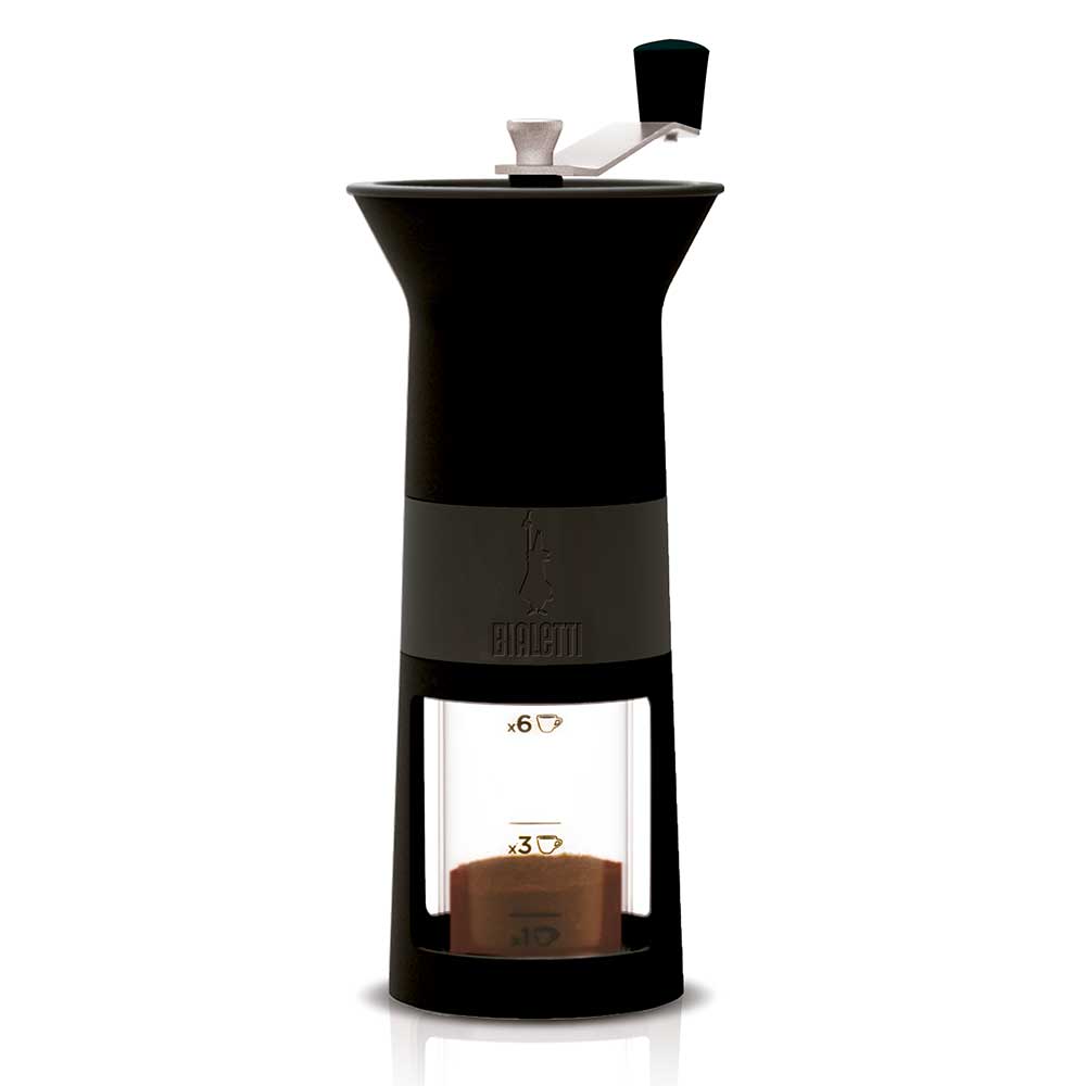 Moedor manual de café Bialetti Macinacaffe em inox premium preto